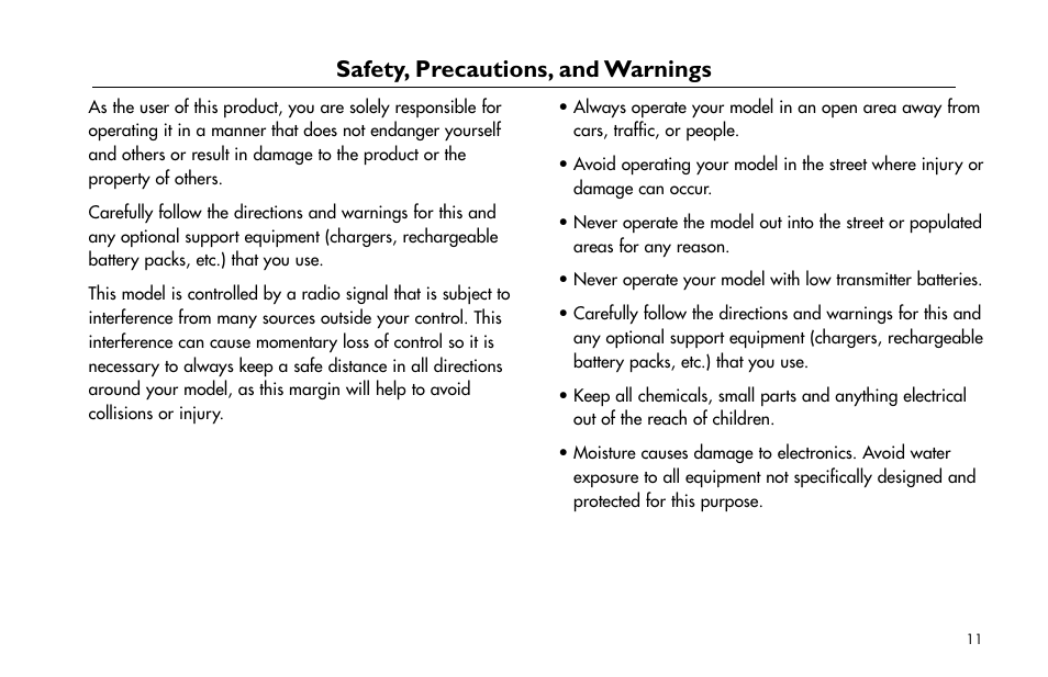 Safety, precautions, and warnings, Safety,.precautions,.and.warnings | E-flite Ultra Stick 25e ARF User Manual | Page 11 / 40
