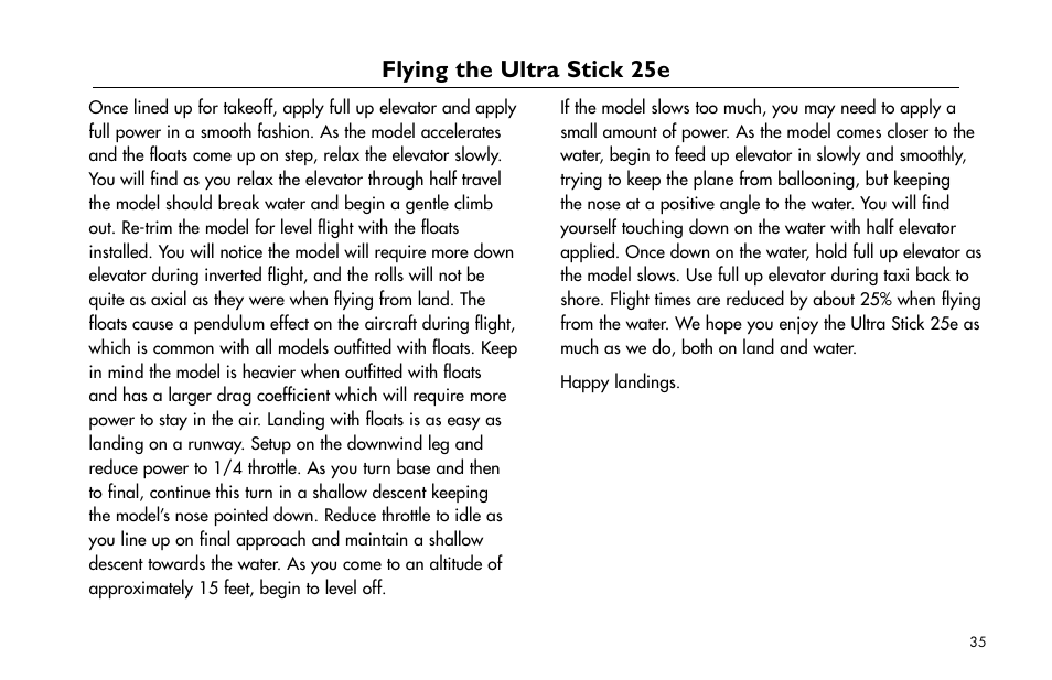 Flying the ultra stick 25e | E-flite Ultra Stick 25e ARF User Manual | Page 35 / 40
