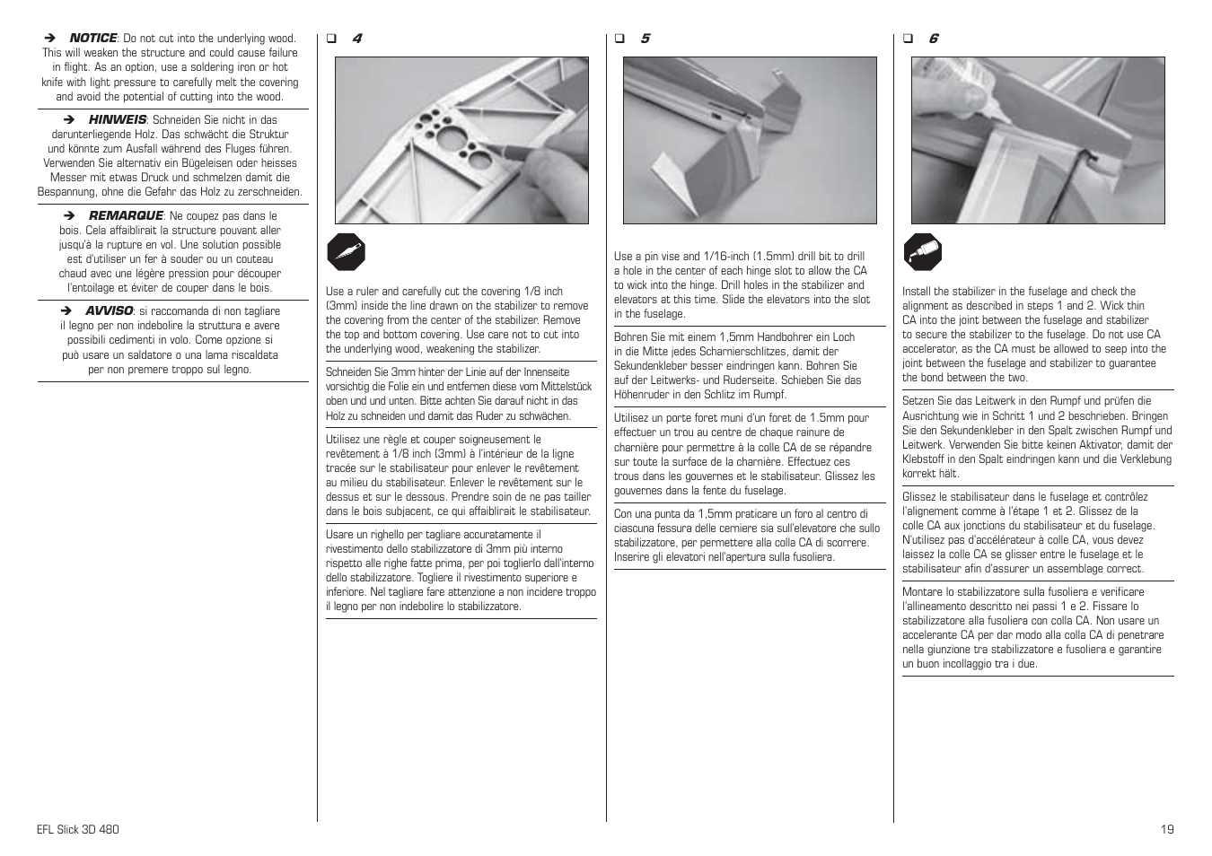E-flite Slick 3D 480 ARF User Manual | Page 19 / 48