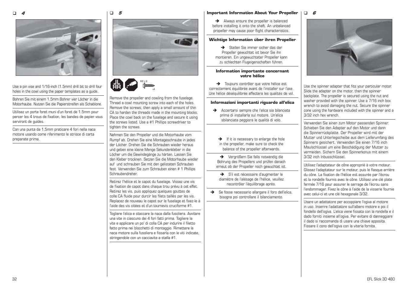 Lr l r | E-flite Slick 3D 480 ARF User Manual | Page 32 / 48