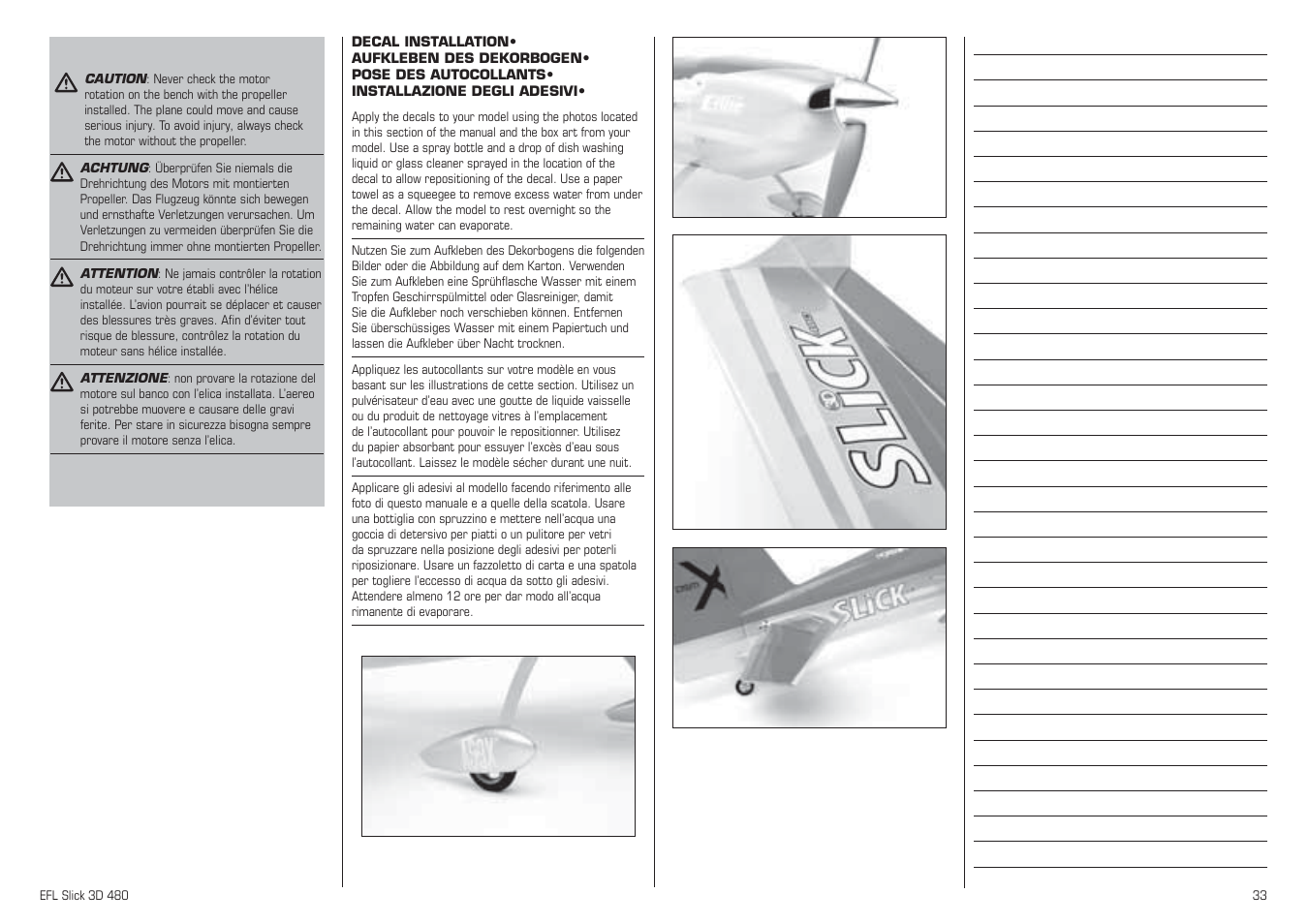 E-flite Slick 3D 480 ARF User Manual | Page 33 / 48