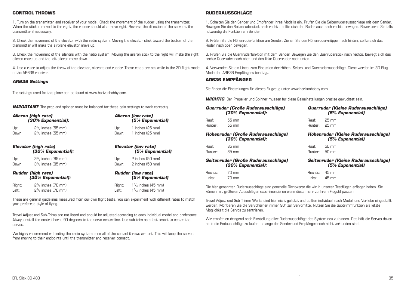 E-flite Slick 3D 480 ARF User Manual | Page 35 / 48