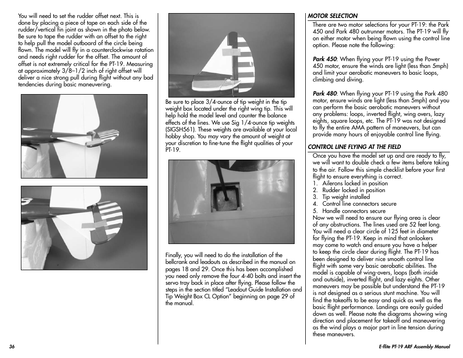 E-flite PT-19 450 ARF User Manual | Page 36 / 44