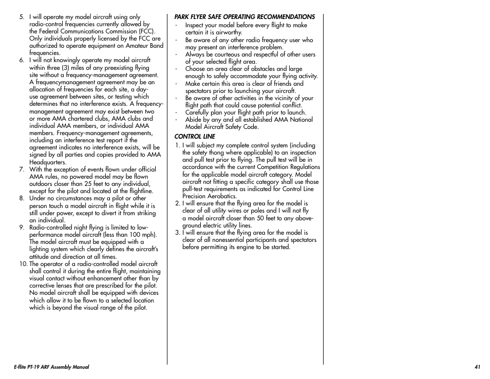 E-flite PT-19 450 ARF User Manual | Page 41 / 44