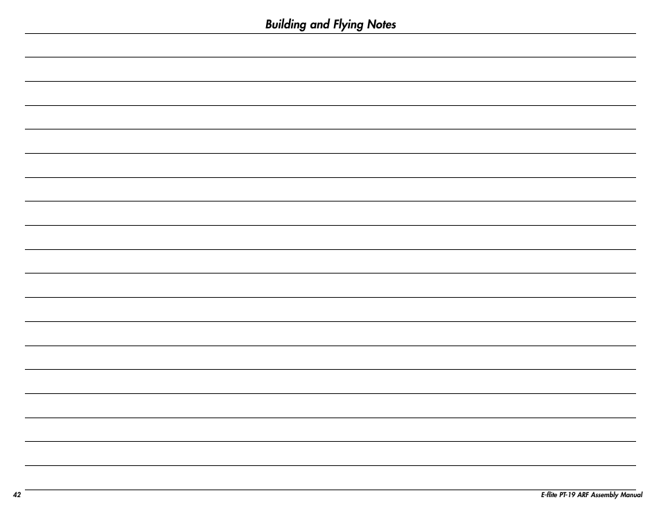 Building and flying notes | E-flite PT-19 450 ARF User Manual | Page 42 / 44