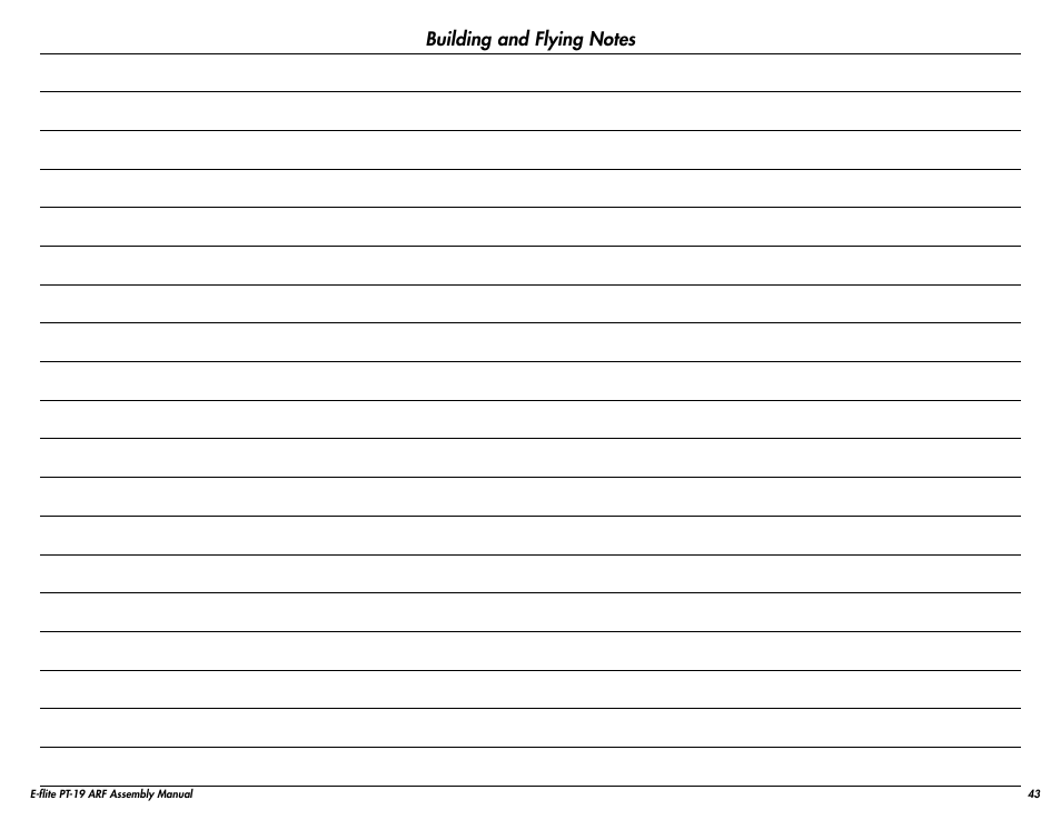 E-flite PT-19 450 ARF User Manual | Page 43 / 44