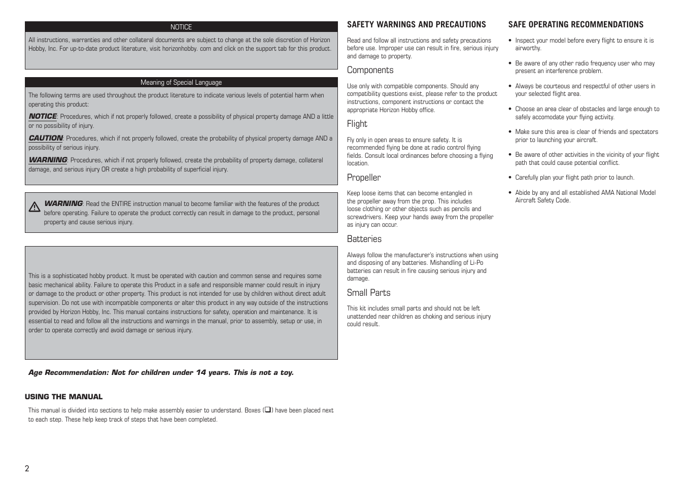 E-flite Extra 330SC BP 3D ARF User Manual | Page 2 / 40