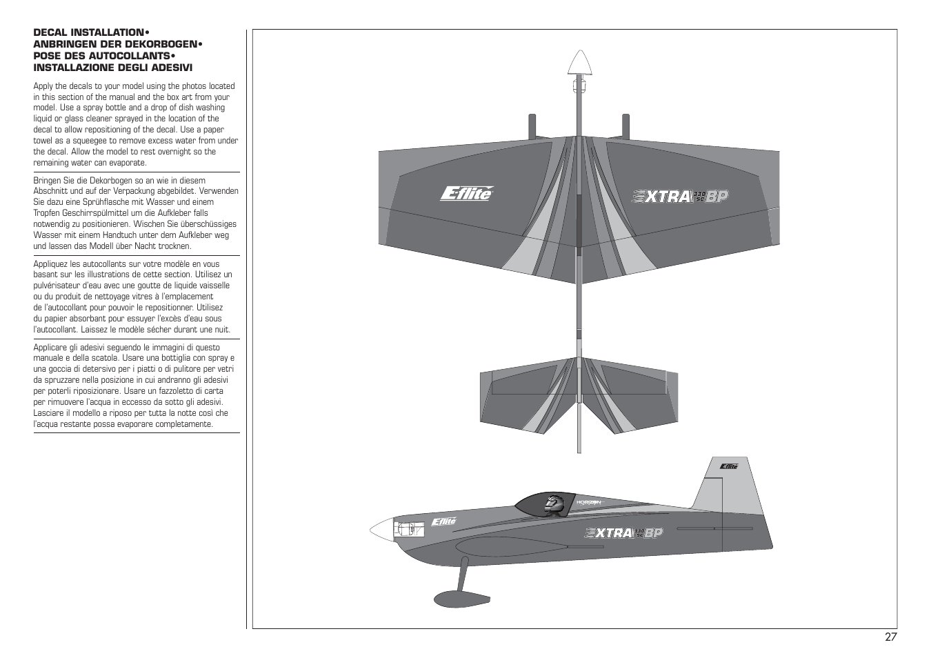 E-flite Extra 330SC BP 3D ARF User Manual | Page 27 / 40