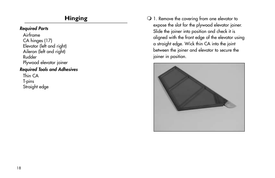 Hinging | E-flite Cap 232 BP ARF User Manual | Page 18 / 44