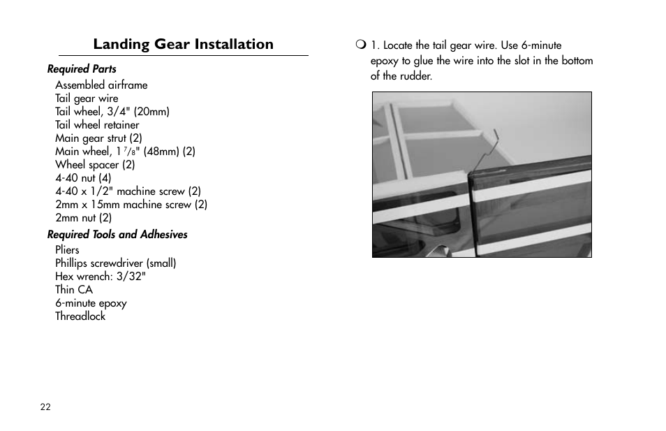 Landing gear installation, Landing.gear.installation | E-flite Cap 232 BP ARF User Manual | Page 22 / 44