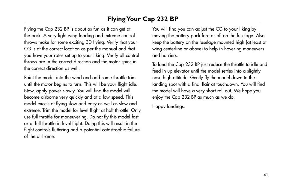 Flying your cap 232 bp, Flying.your.cap.232.bp | E-flite Cap 232 BP ARF User Manual | Page 41 / 44