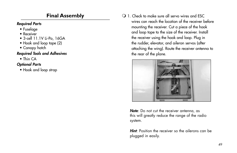 Final assembly | E-flite Brio 10 ARF User Manual | Page 49 / 56