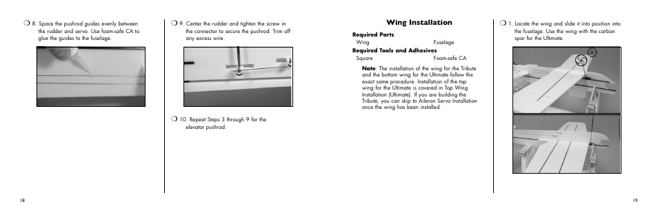 Wing installation | E-flite Ultimate 3D Profile ARF User Manual | Page 19 / 40