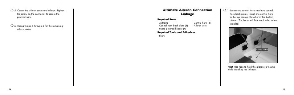Ultimate aileron connection linkage | E-flite Ultimate 3D Profile ARF User Manual | Page 24 / 40
