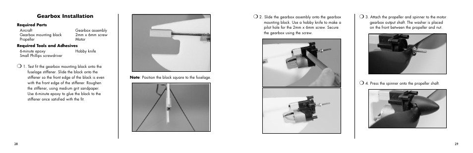 Gearbox installation | E-flite Ultimate 3D Profile ARF User Manual | Page 29 / 40