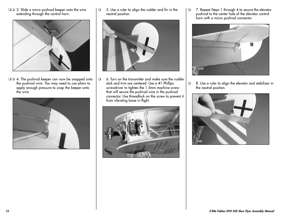 E-flite Fokker DVII 250 ARF User Manual | Page 12 / 28