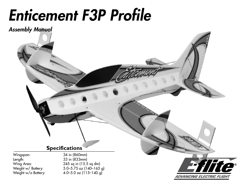 E-flite Enticement F3P ARF User Manual | 36 pages