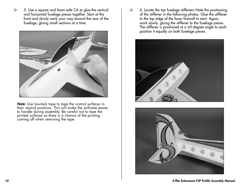 E-flite Enticement F3P ARF User Manual | Page 10 / 36