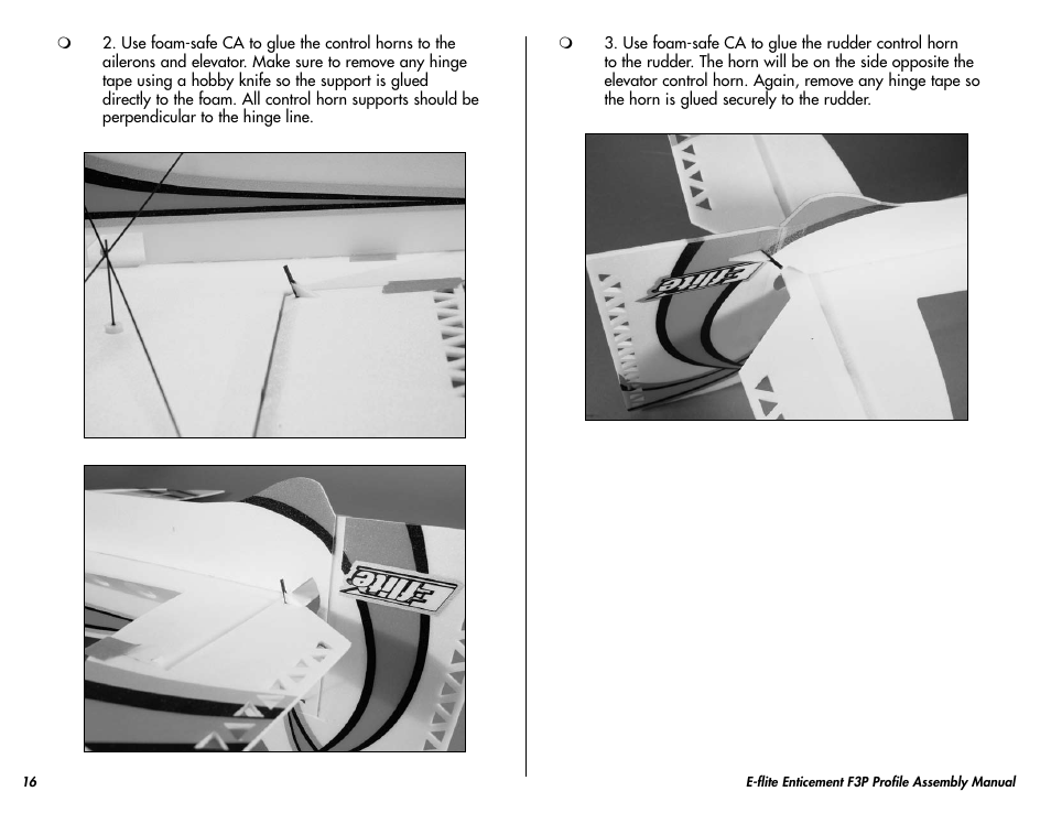 E-flite Enticement F3P ARF User Manual | Page 16 / 36