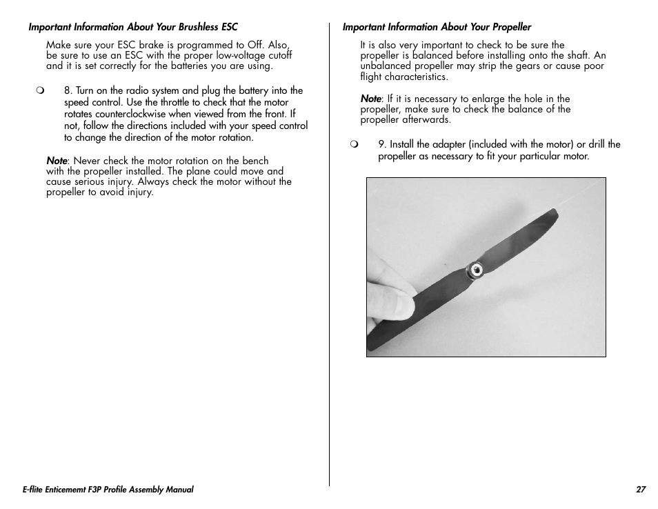 E-flite Enticement F3P ARF User Manual | Page 27 / 36