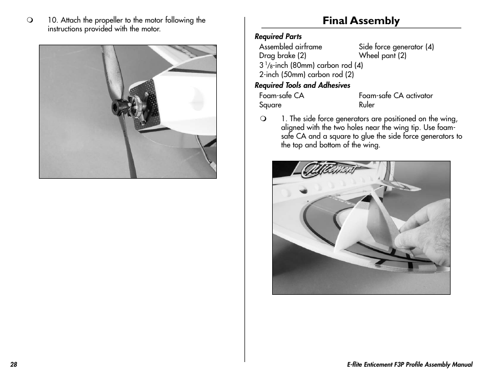 Final assembly | E-flite Enticement F3P ARF User Manual | Page 28 / 36