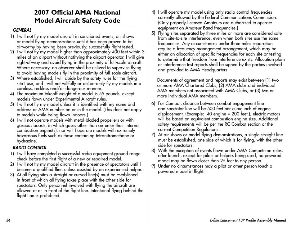 E-flite Enticement F3P ARF User Manual | Page 34 / 36