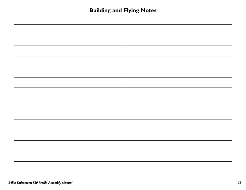 E-flite Enticement F3P ARF User Manual | Page 35 / 36