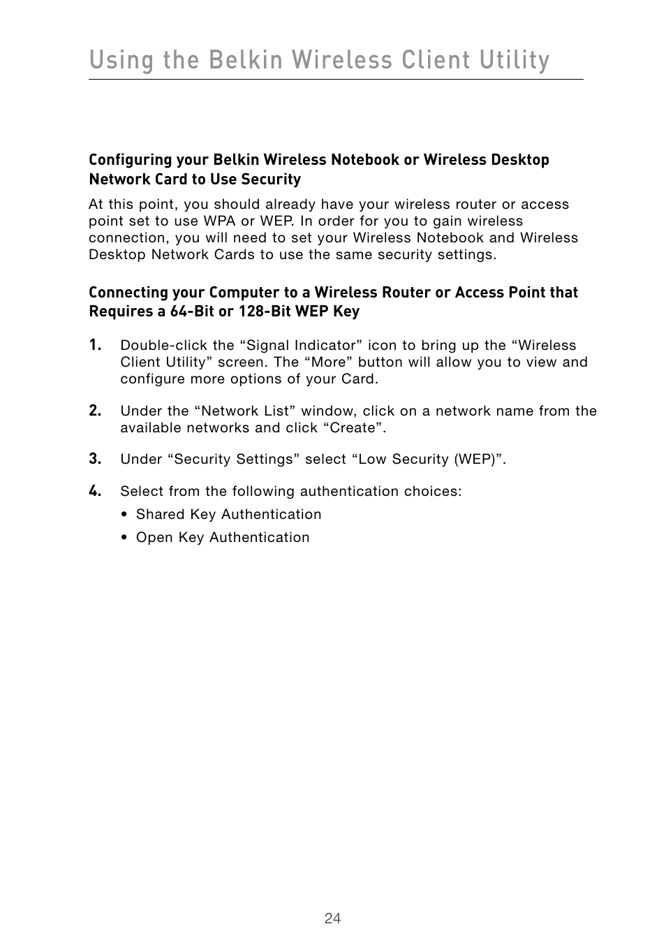 Using the belkin wireless client utility | Belkin F5D9010 User Manual | Page 26 / 45