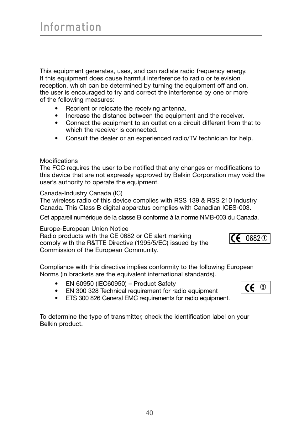 Information | Belkin F5D9010 User Manual | Page 42 / 45