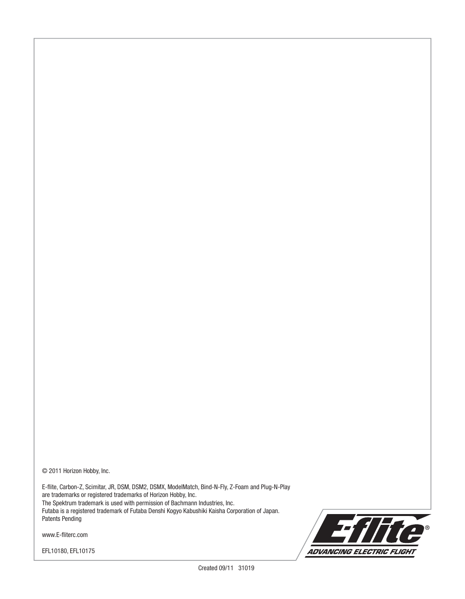 E-flite Carbon-Z Scimitar BNF User Manual | Page 28 / 28