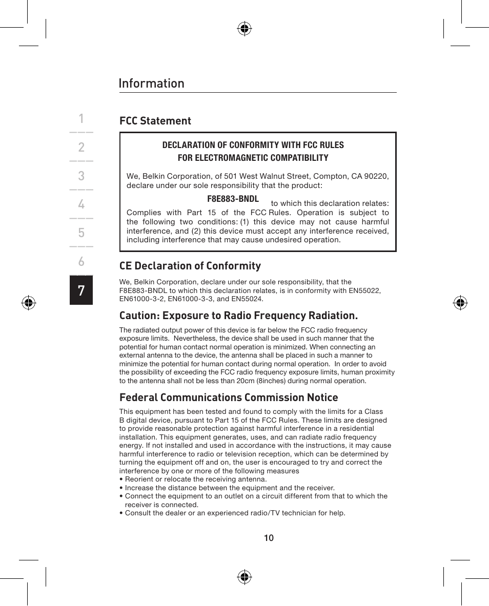 Information | Belkin F8E883uk-BNDL User Manual | Page 12 / 16