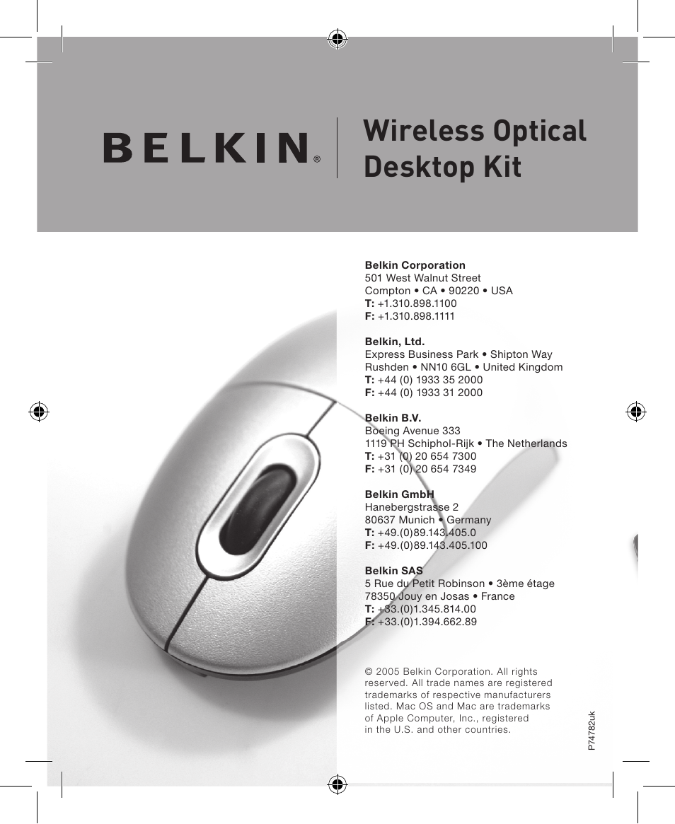 Wireless optical desktop kit | Belkin F8E883uk-BNDL User Manual | Page 16 / 16