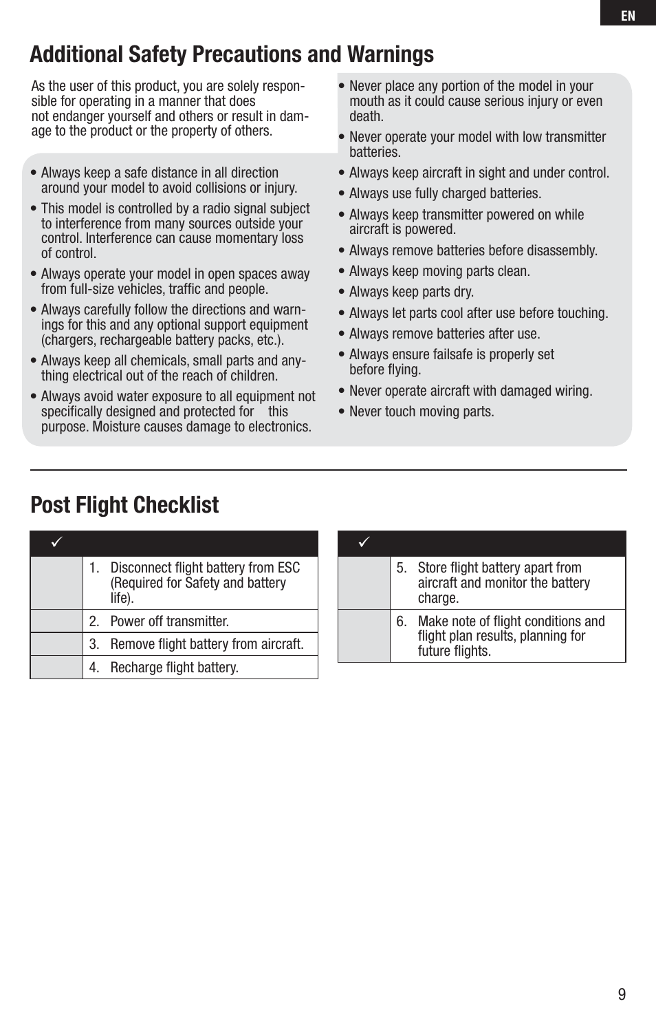 E-flite UMX Sbach 342 3D BNF Basic User Manual | Page 9 / 17
