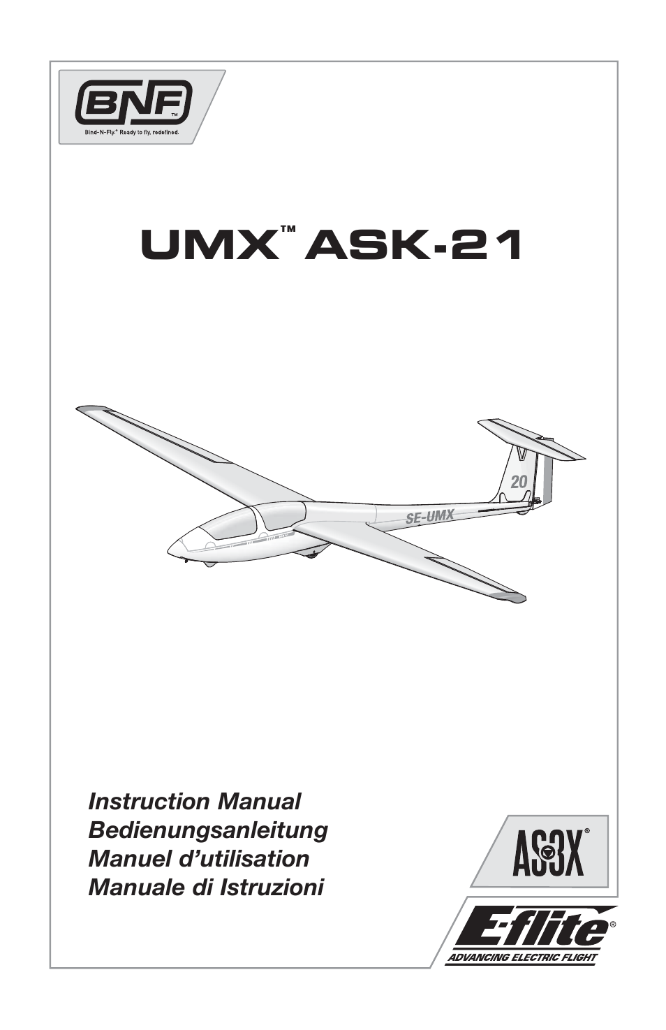 E-flite UMX ASK-21 BNF User Manual | 21 pages