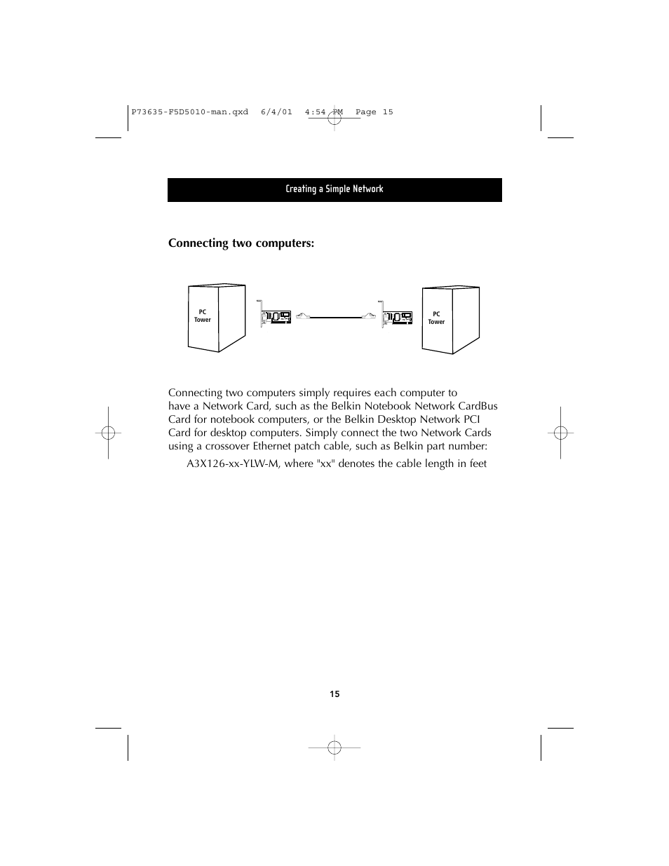 Connecting two computers | Belkin F5D5010 User Manual | Page 18 / 52