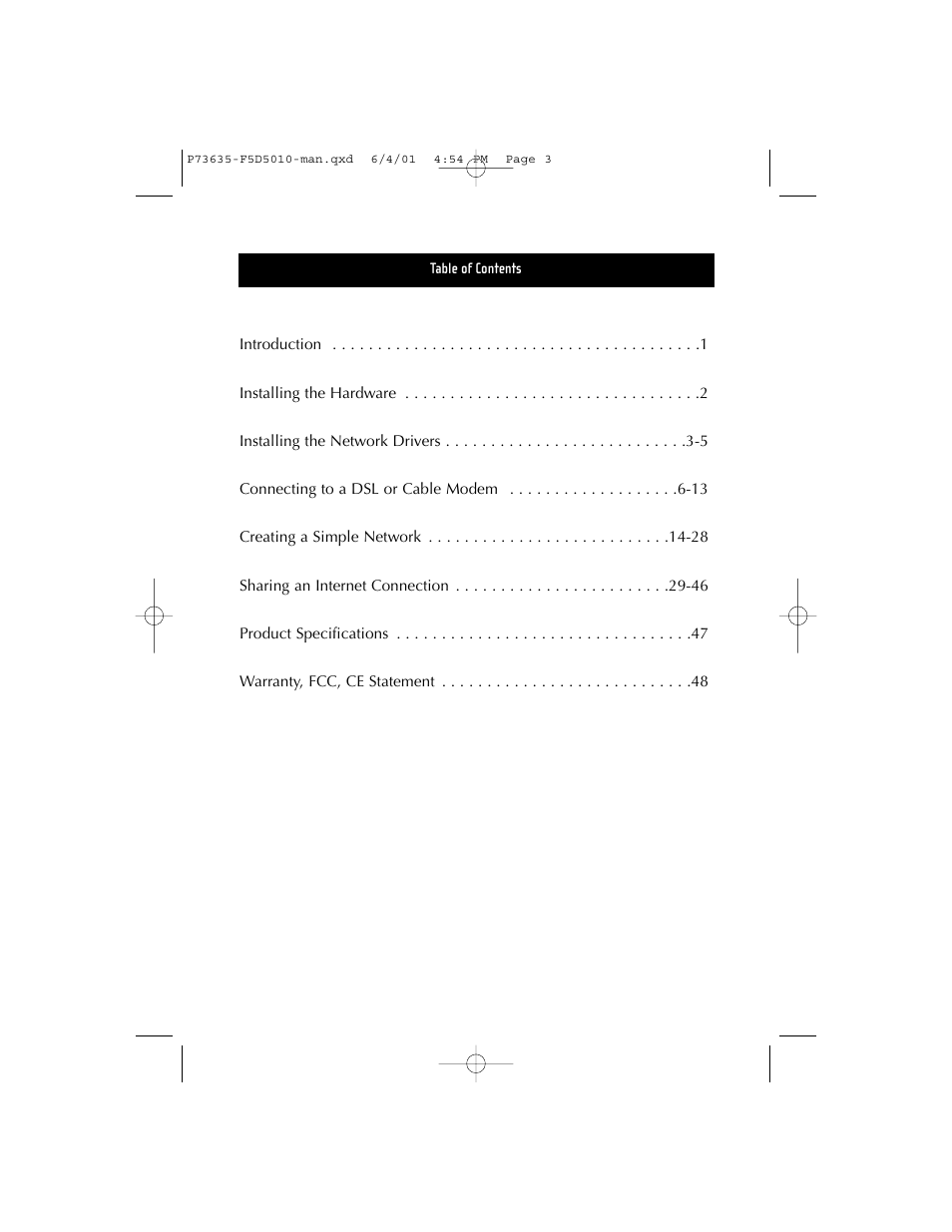 Belkin F5D5010 User Manual | Page 3 / 52