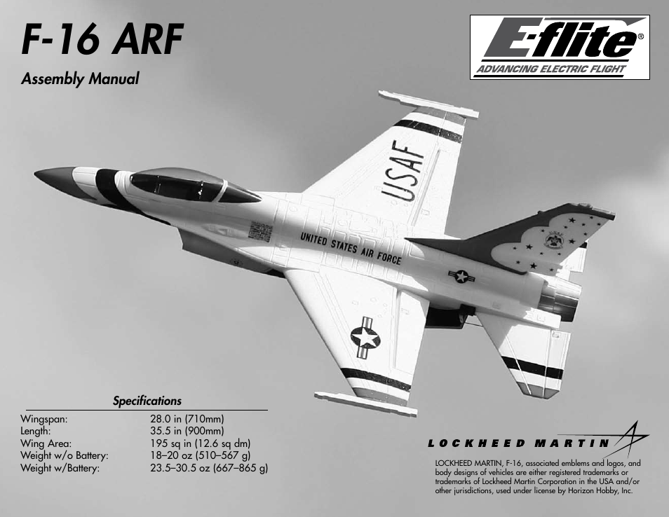 E-flite F-16 400 DF ARF User Manual | 36 pages