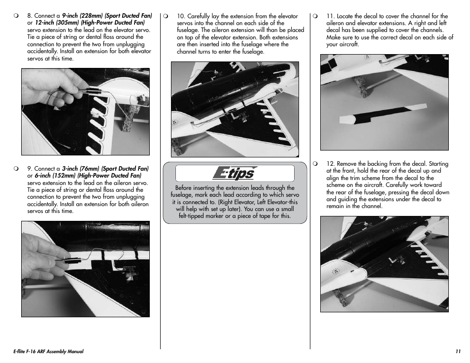 E-flite F-16 400 DF ARF User Manual | Page 11 / 36