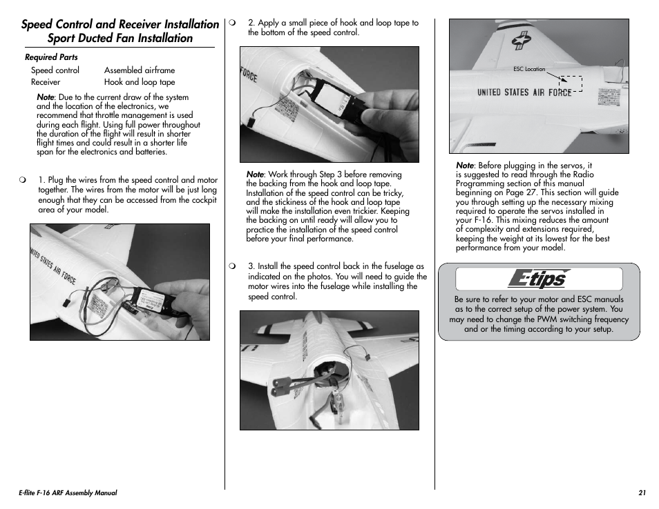 E-flite F-16 400 DF ARF User Manual | Page 21 / 36