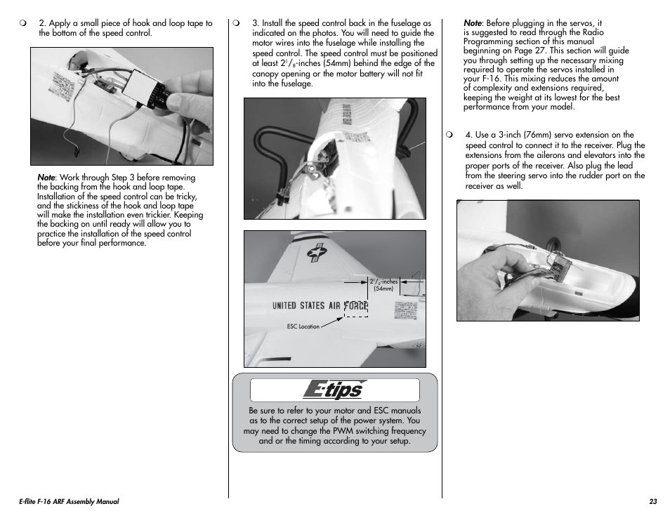 E-flite F-16 400 DF ARF User Manual | Page 23 / 36