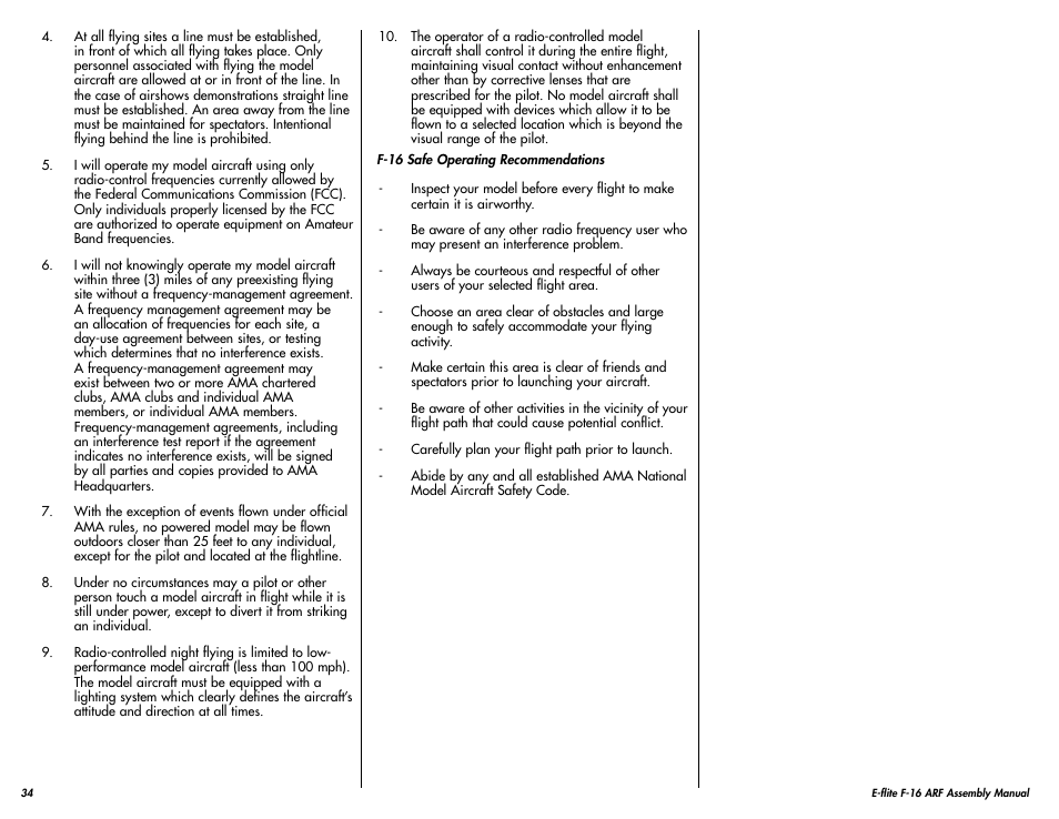 E-flite F-16 400 DF ARF User Manual | Page 34 / 36