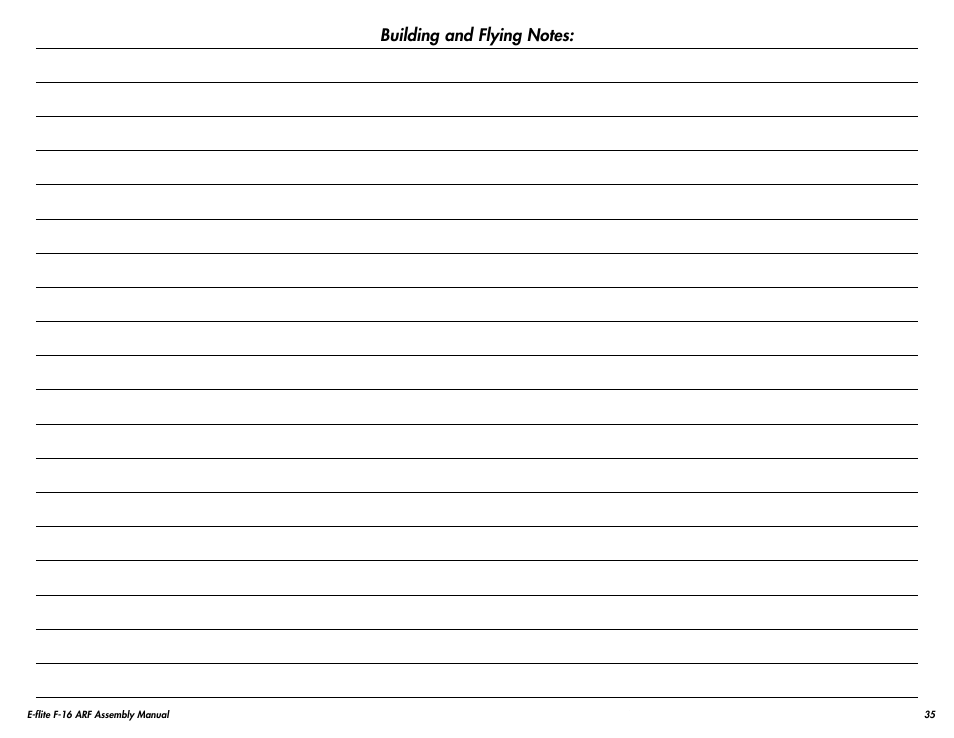 Building and flying notes | E-flite F-16 400 DF ARF User Manual | Page 35 / 36