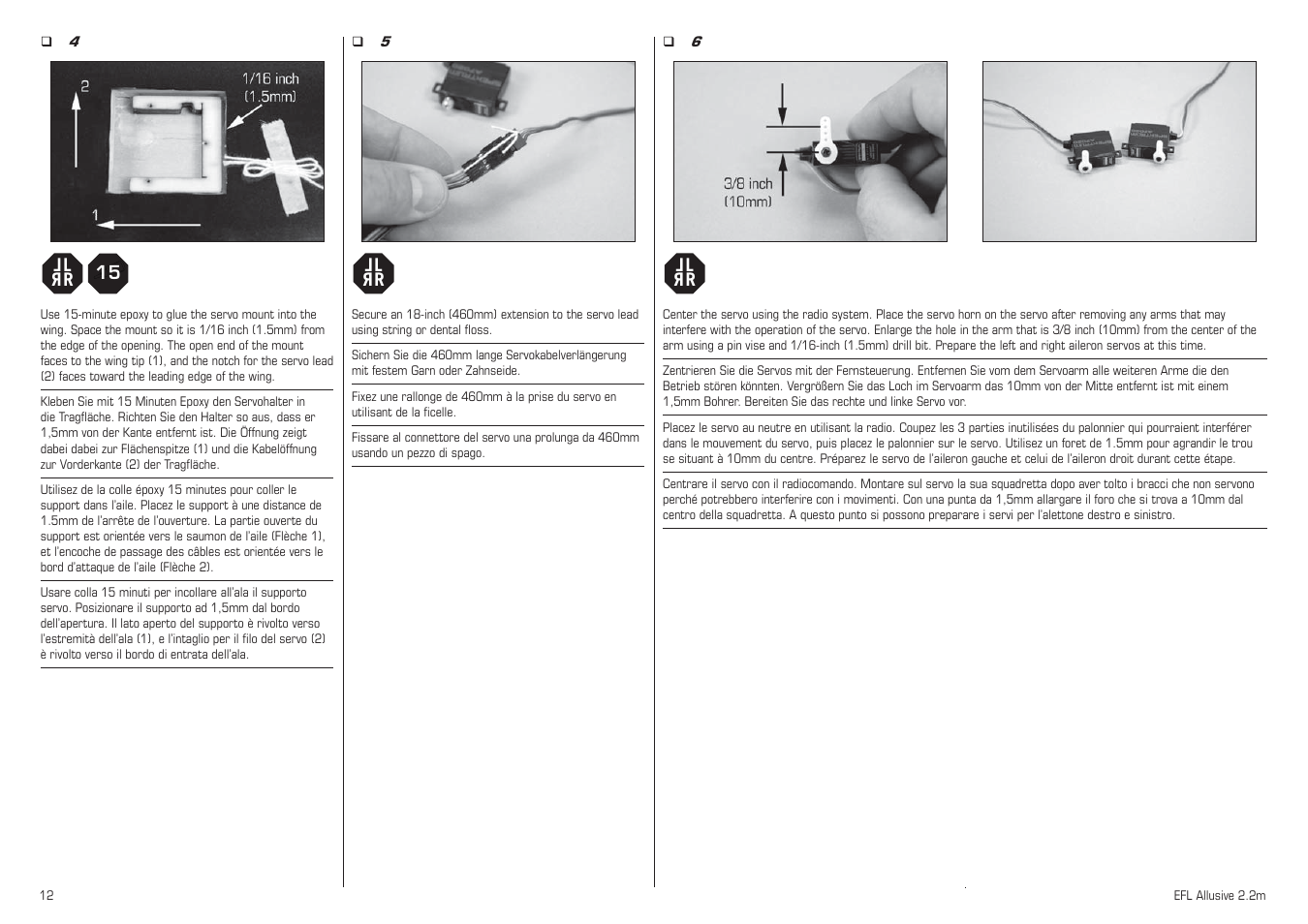 E-flite Allusive 2.2m ARF User Manual | Page 12 / 36