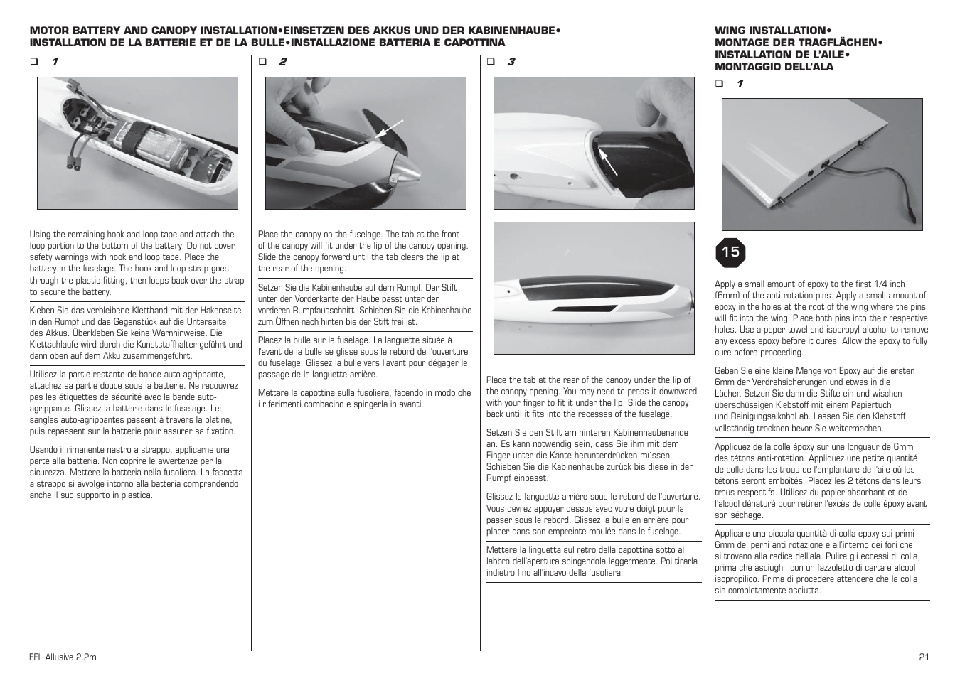 E-flite Allusive 2.2m ARF User Manual | Page 21 / 36