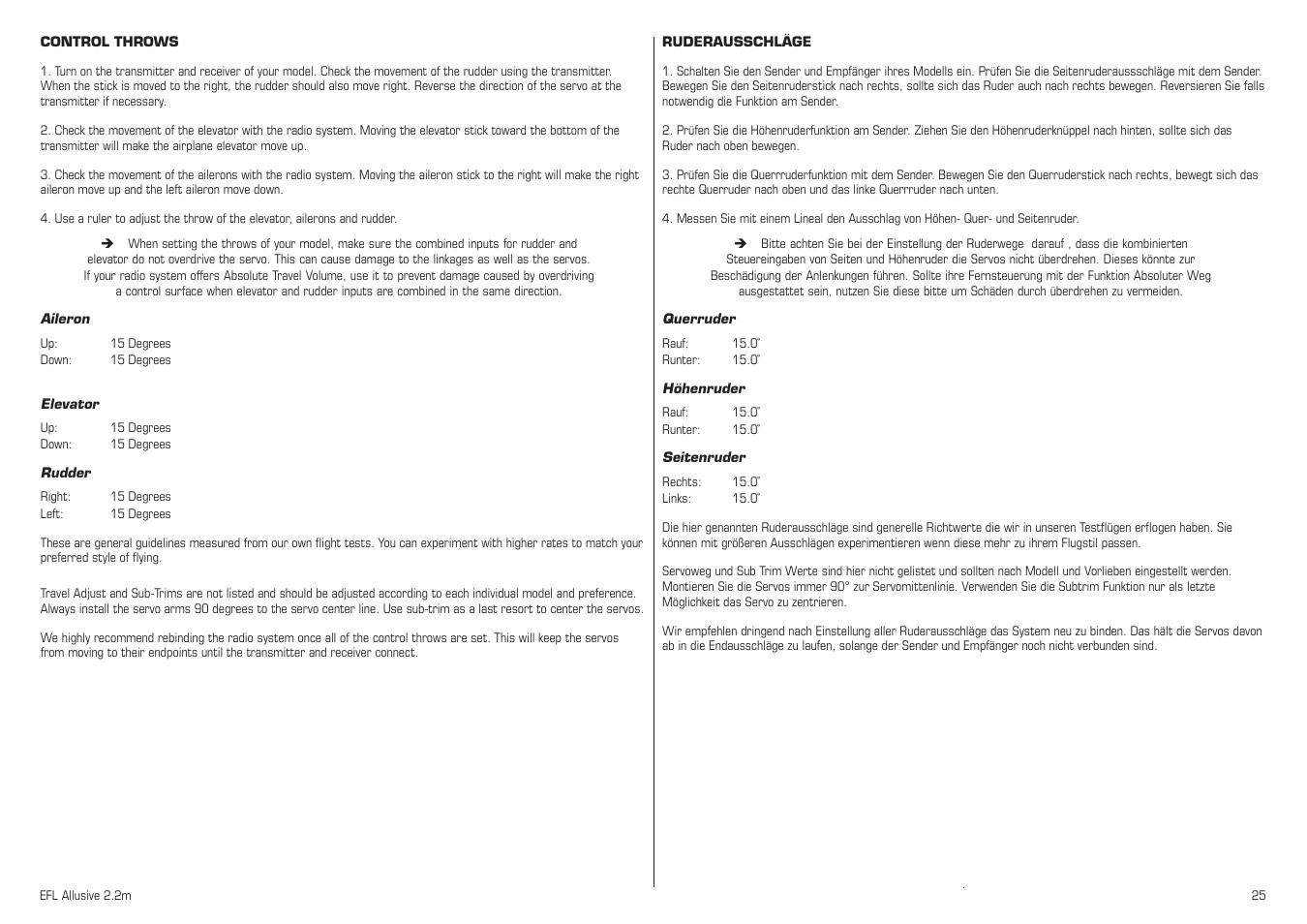 E-flite Allusive 2.2m ARF User Manual | Page 25 / 36