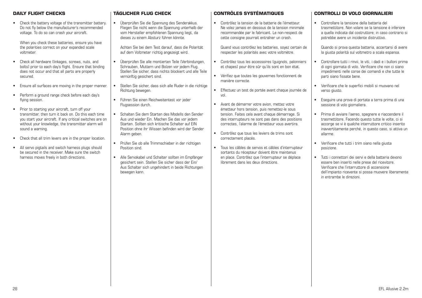 E-flite Allusive 2.2m ARF User Manual | Page 28 / 36