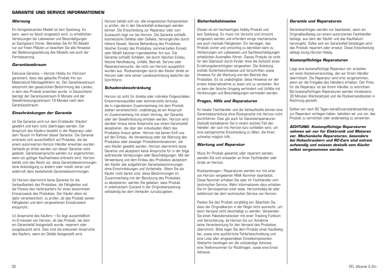 E-flite Allusive 2.2m ARF User Manual | Page 30 / 36