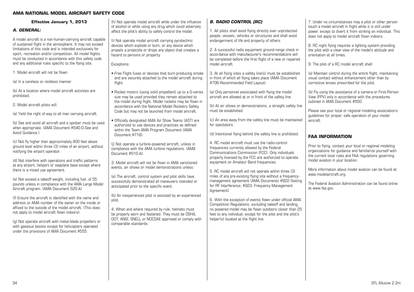 E-flite Allusive 2.2m ARF User Manual | Page 34 / 36