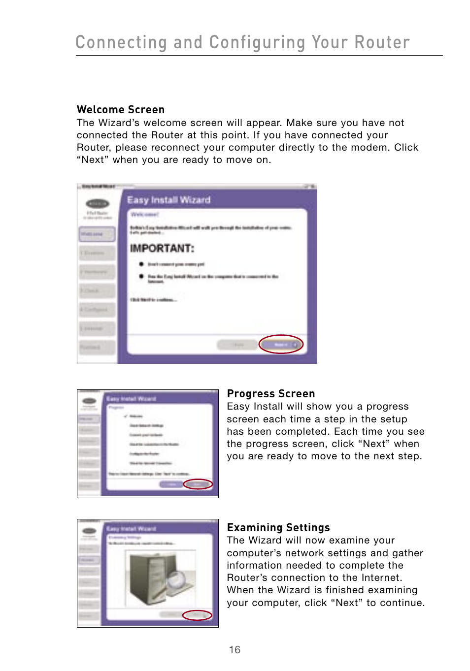 Connecting and configuring your router | Belkin Wireless G Desktop Card F5D7000 User Manual | Page 18 / 116