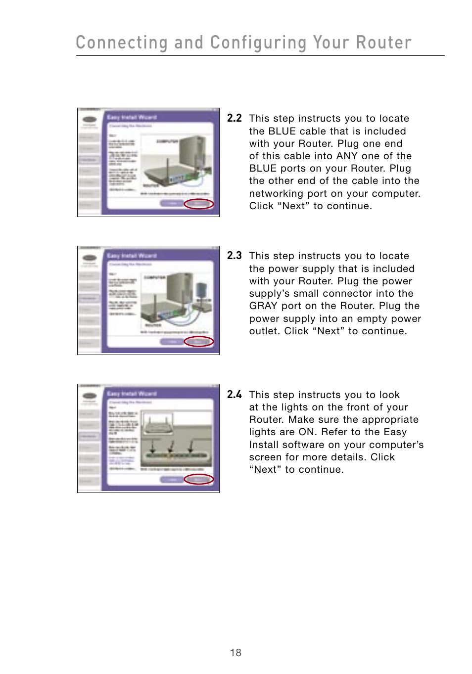 Connecting and configuring your router | Belkin Wireless G Desktop Card F5D7000 User Manual | Page 20 / 116